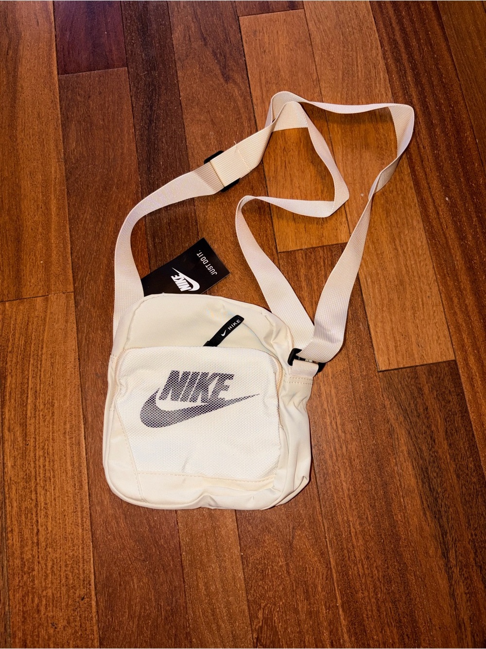 Nike Cream Crossbody Belt Bag with Black Logo